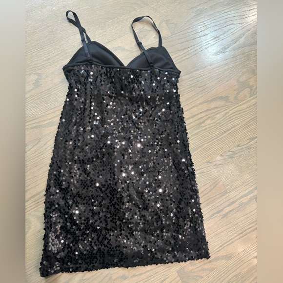 Vintage forever 21 spaghetti strap sleeveless sequin black dress women’s size s - Picture 2 of 4